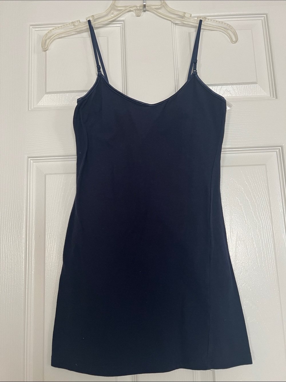 Bozzolo Navy Blue Slip Chemise with Adjustable Spaghetti Straps For Layering